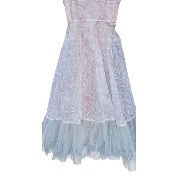 Vintage 1950s Lace & Netting Formal Cocktail Party Dress XXS - Picture 5 of 13